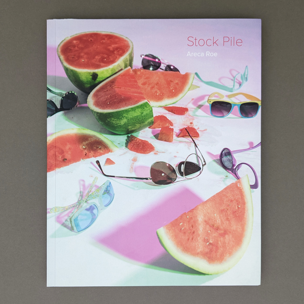 Stock Pile front cover. Title text set in the upper right corner, over a staged photo of sunglasses and sliced watermelons.